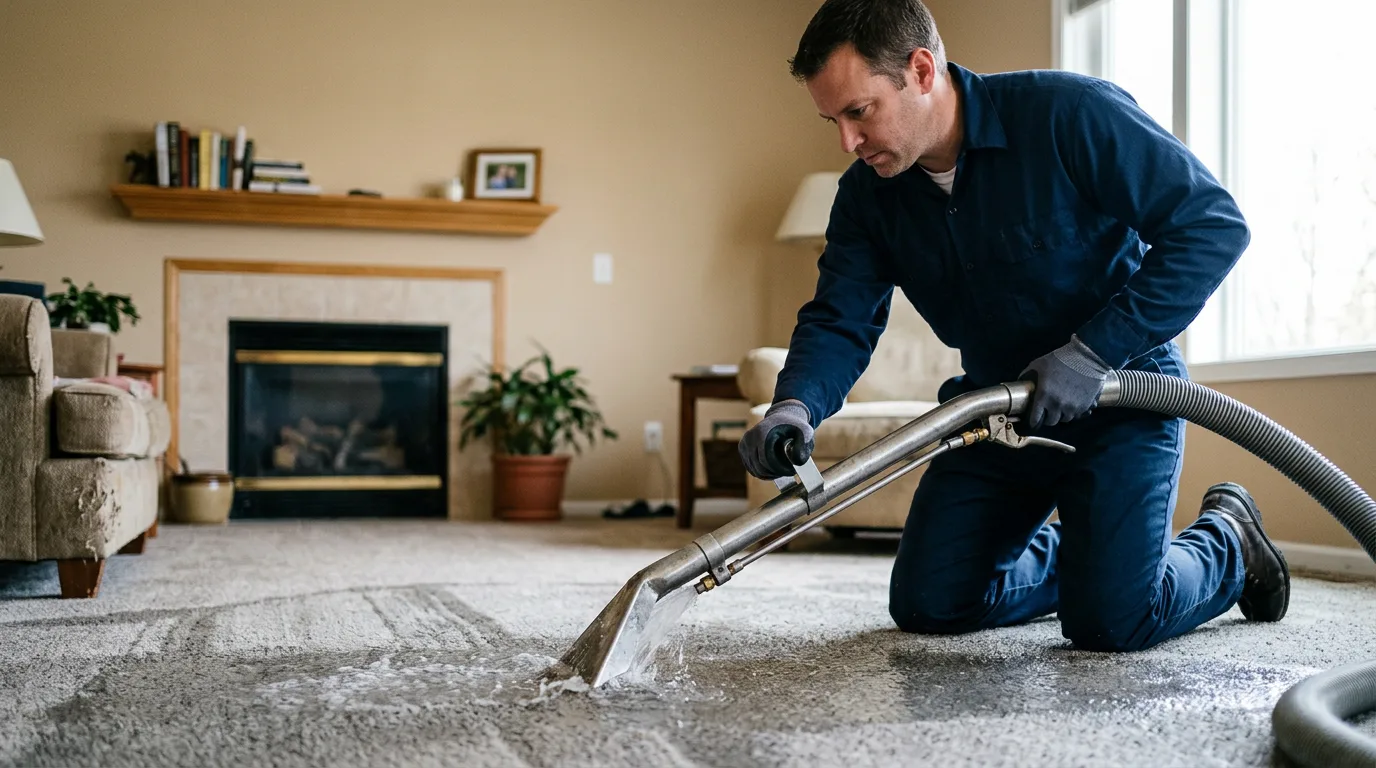 Water damage restoration technician working near Weston, MI